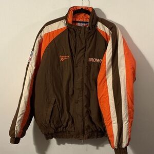 Reebok Men's Brown and Orange Windbreaker football coat